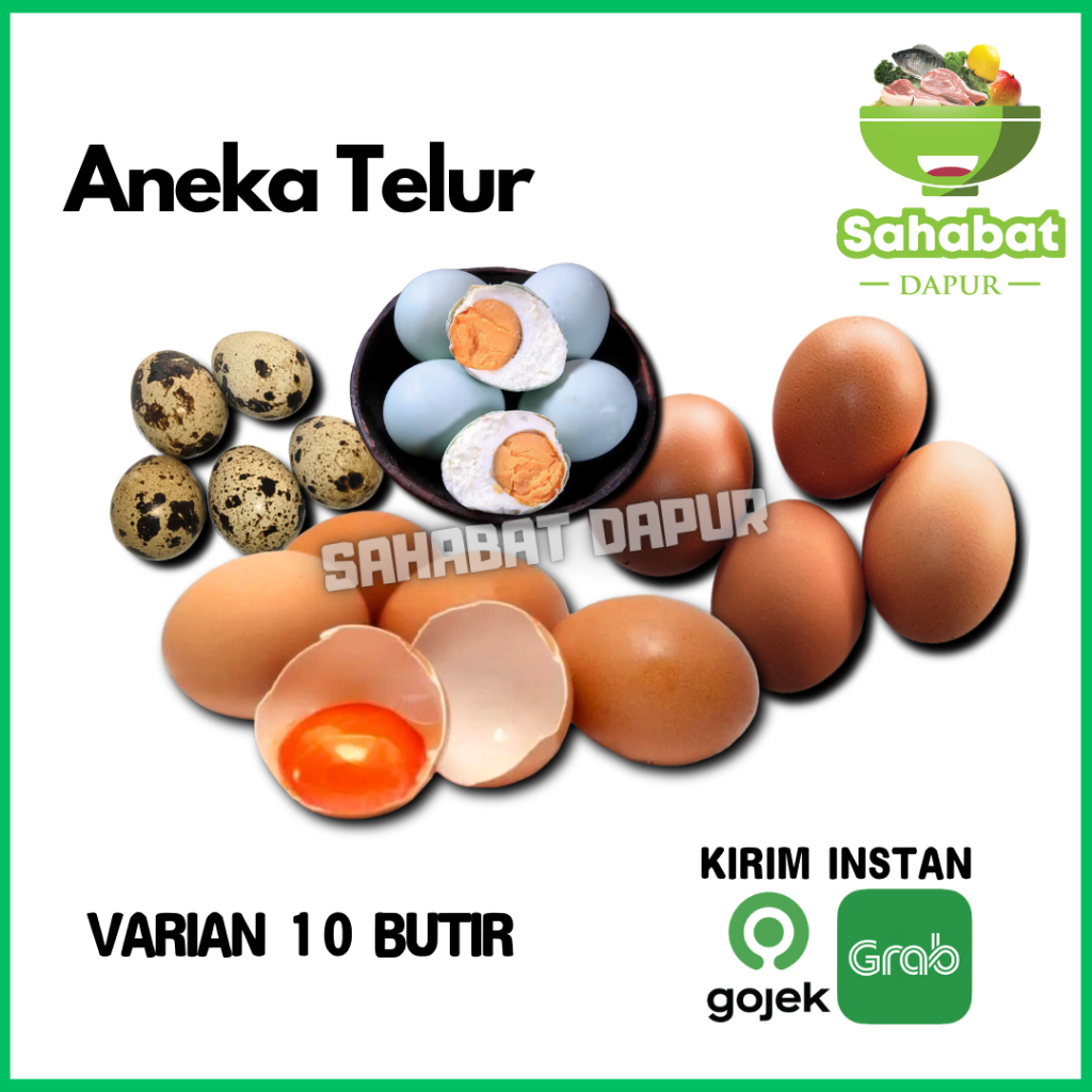 

Aneka Telur 10 Pcs [ Ayam kampung, Negri, Telur Bebek mentah , Telur Asin, Telur Puyuh ]