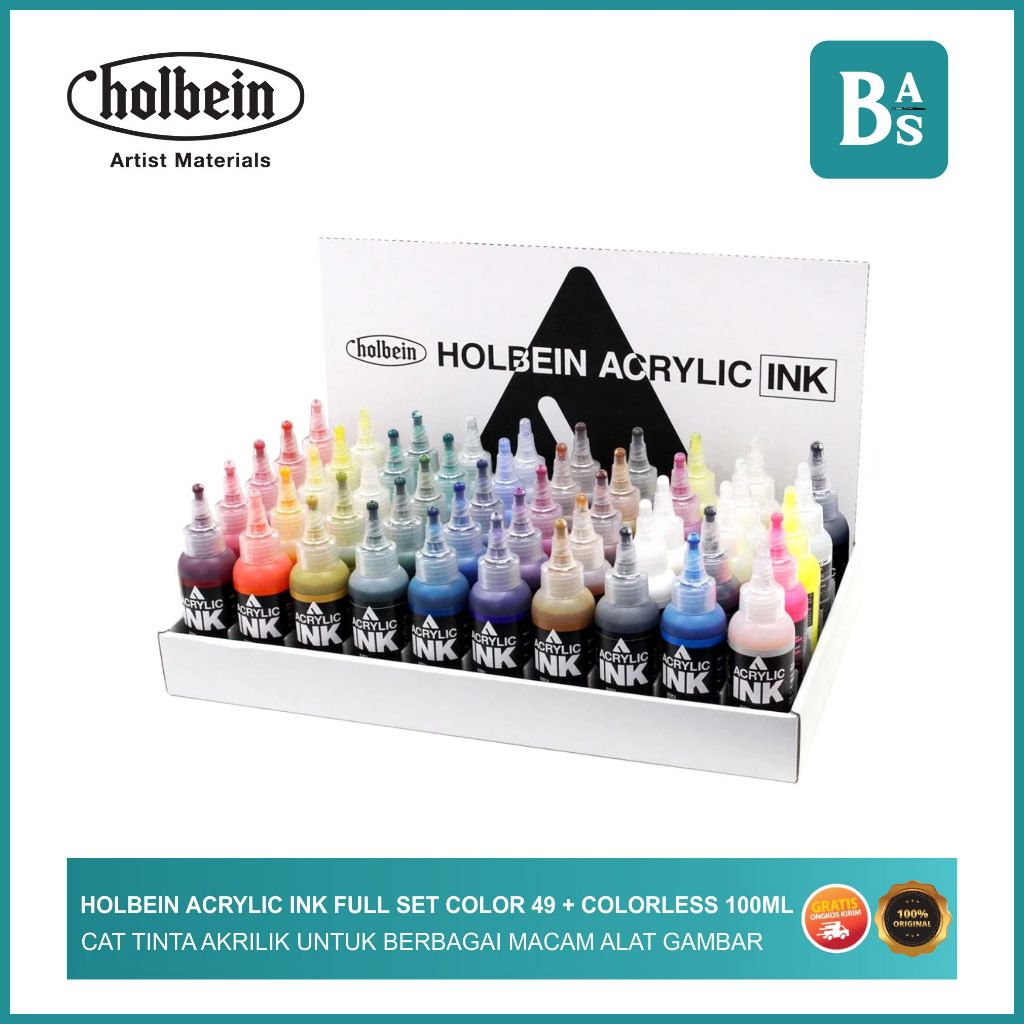 

Holbein Acrylic Ink Full Set Color 49 + Colorless 100ml | Cat Tinta Akrilik Set 49 Warna | Cat Akrilik | peralatan Melukis dan Menggambar Terlengkap dari Bali Art Supplies