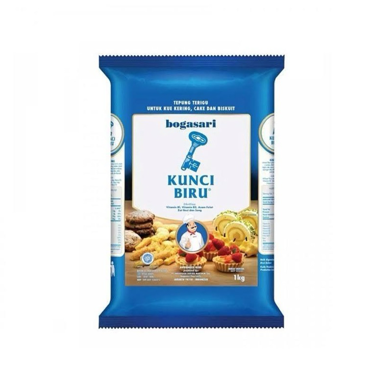 

Bogasari Kunci Biru Tepung Terigu Protein Rendah 1Kg