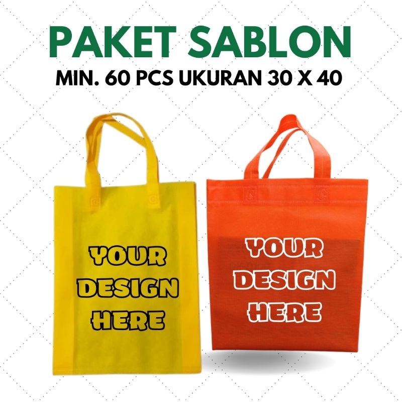 

Tas Sablon Desain 30 x 40 Min 60 pcs hajatan souvenir