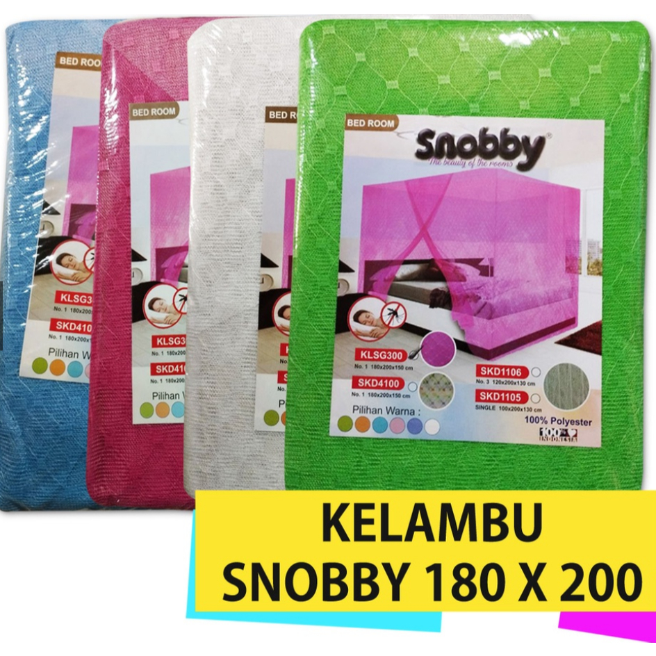 Kelambu Snobby Anti Nyamuk Kotak Polos 180x200 / 120x200 / 100x200