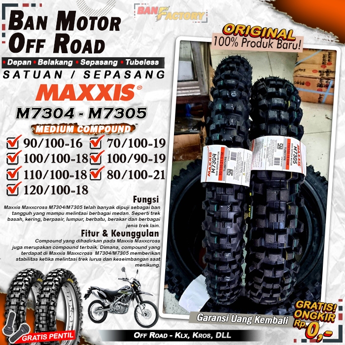 BAN MOTOR MAXXIS M7305 TRAIL RING 18 BAN DEPAN BELAKANG MOTOR TRAIL RING 19