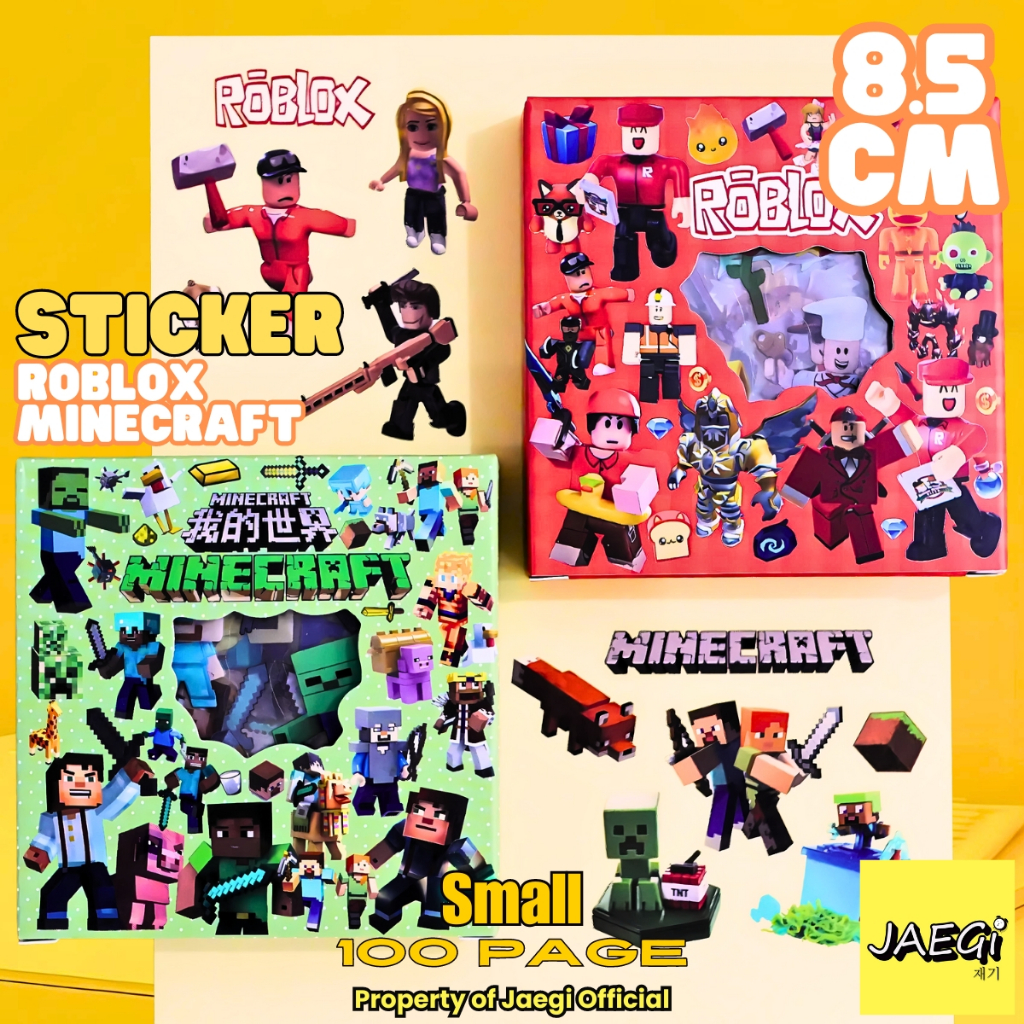 

JAEGi - Premium Roblox & Minecraft Sticker Box isi 100 Pcs Aesthetic Waterproof Sticker