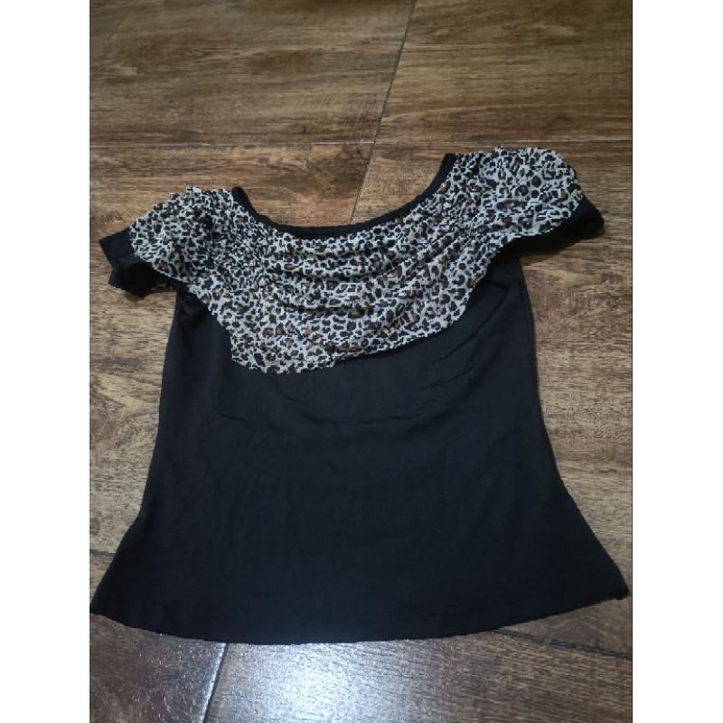 Blouse leopard crop top