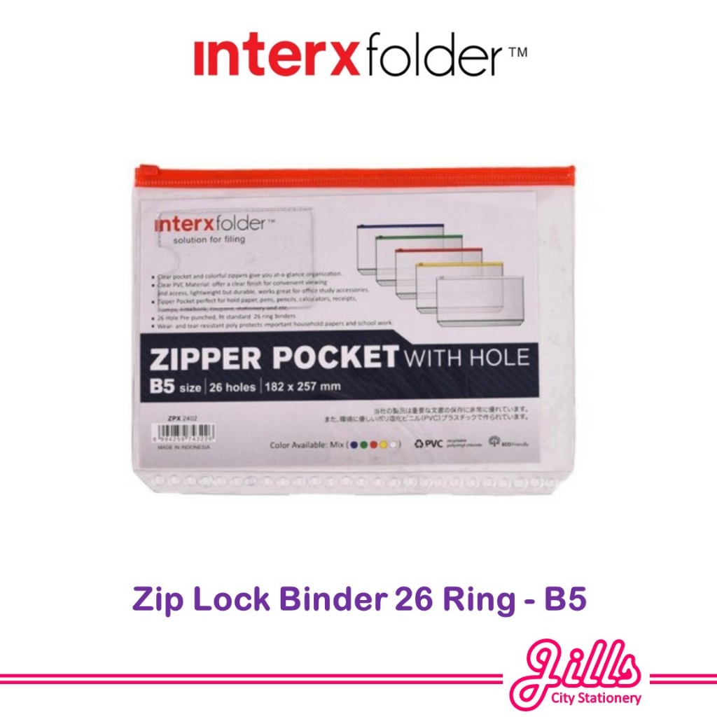

Interxfolder Zipper Binder B5 with index (dengan lubang)