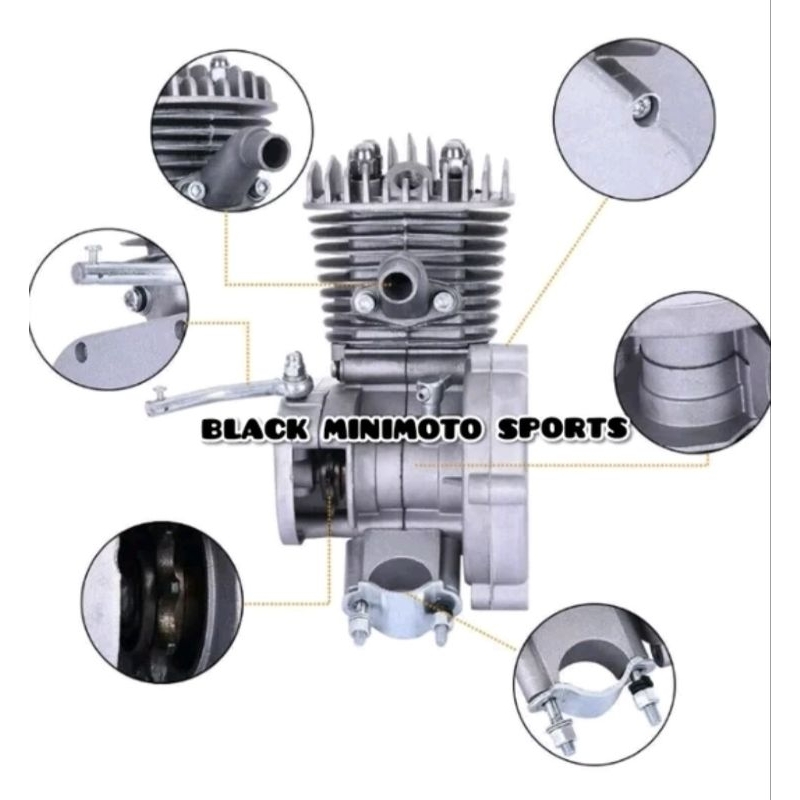 Mesin Engine Sepeda Gowes 80cc 2 Tak CC Terbesar - Machine Bicycle Gas Bike 2 Stroke IMPORT