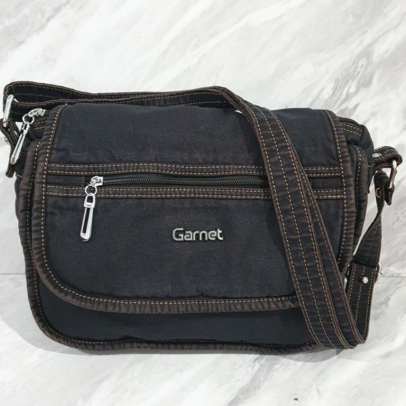 tas selempang wanita bahan jeans denim