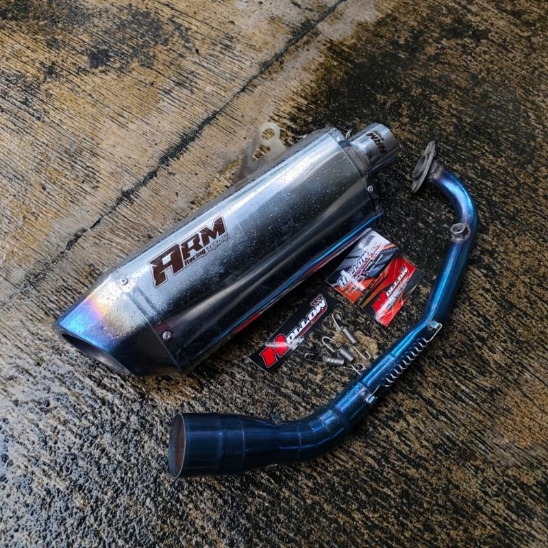 Knalpot Racing ARM Racing Partner tipe V-Force long untuk Pcx 160 header bluemoon, ready juga untuk 