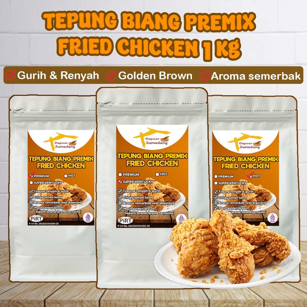 

Tepung Biang Fried Chicken Crispy/Bumbu Premix Inti Ayam Premium 1kg By Dapoer Sumedang