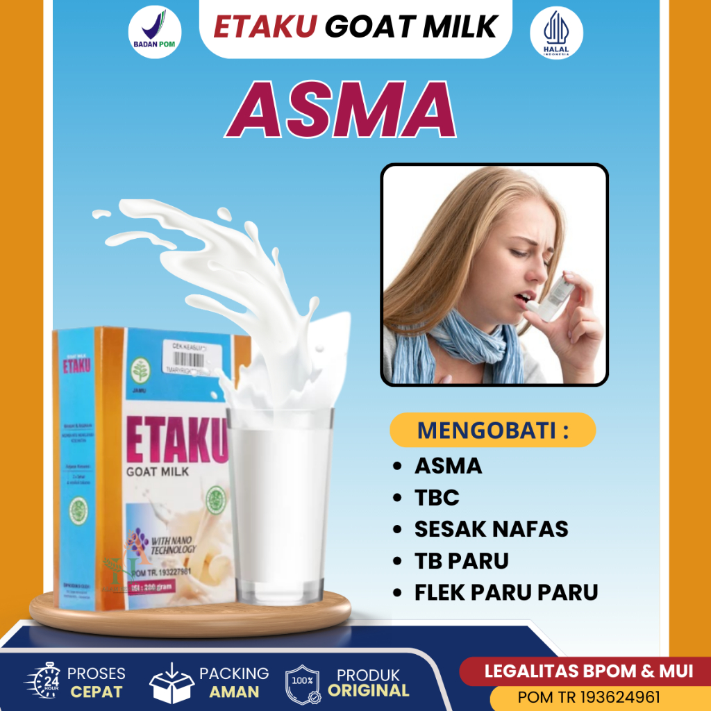 

Etaku - Obat Asma, Obat Sesak Nafas, Obat Sakit Paru Paru, Obat Tb Paru, Obat Sakit Dada, Obat Paru - Paru Kotor - Untuk Anak Dan Dewasa Susu Kambing Asli Etaku Goat Milk 100% Original