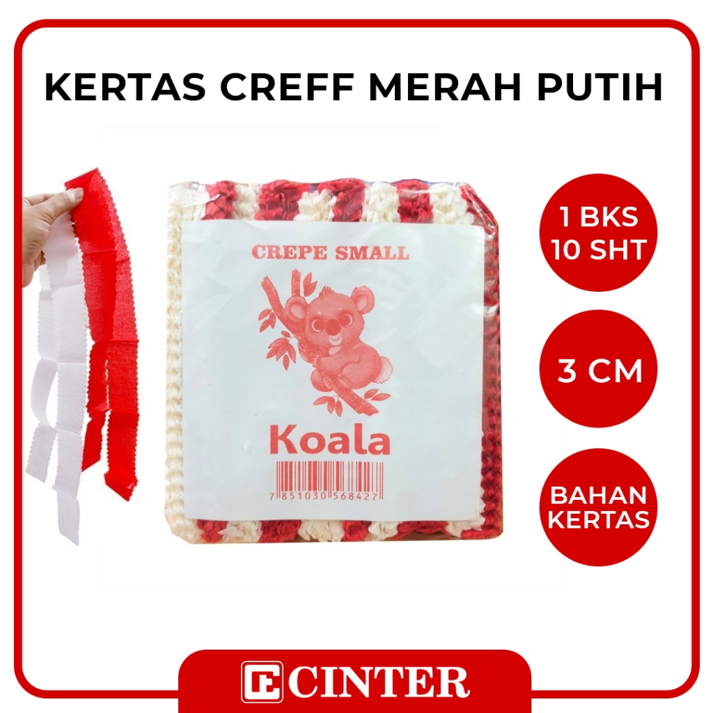 

KOALA - KERTAS KREP / CREFF POTONGAN HIASAN / CRAPE / DÉCOR / DEKORASI MERAH PUTIH ISI 10