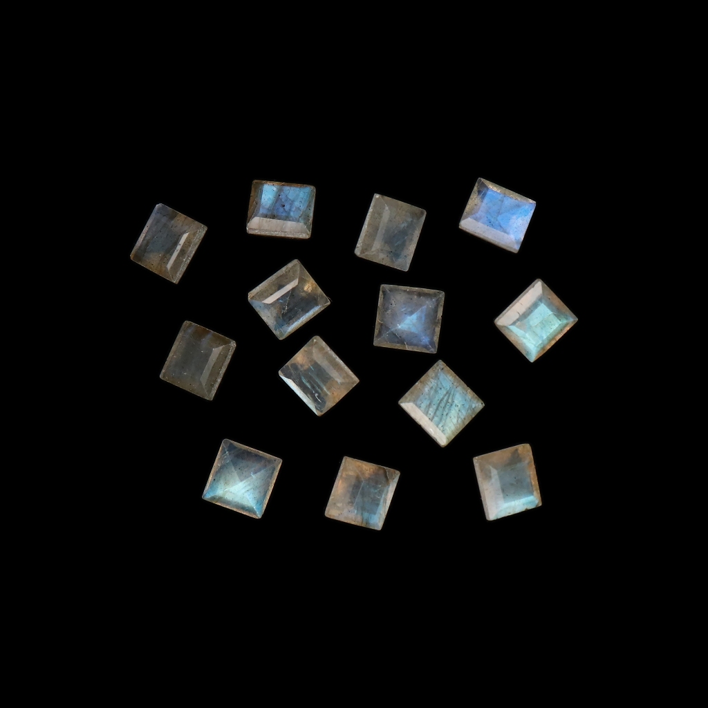 NATURAL LABRADORITE SIZE 8 mm SQUARE FACETED | BATU PERMATA NATURAL LABRADORITE | BATU  LABRADORITE 