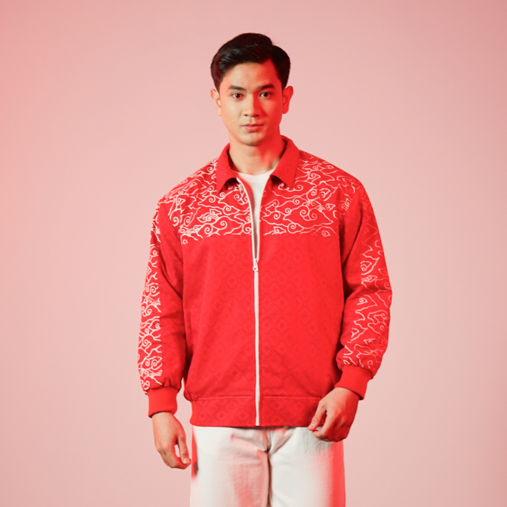BATIK TRUSMI Merdeka Collection Jaket Bomber Batik Mega Mendung