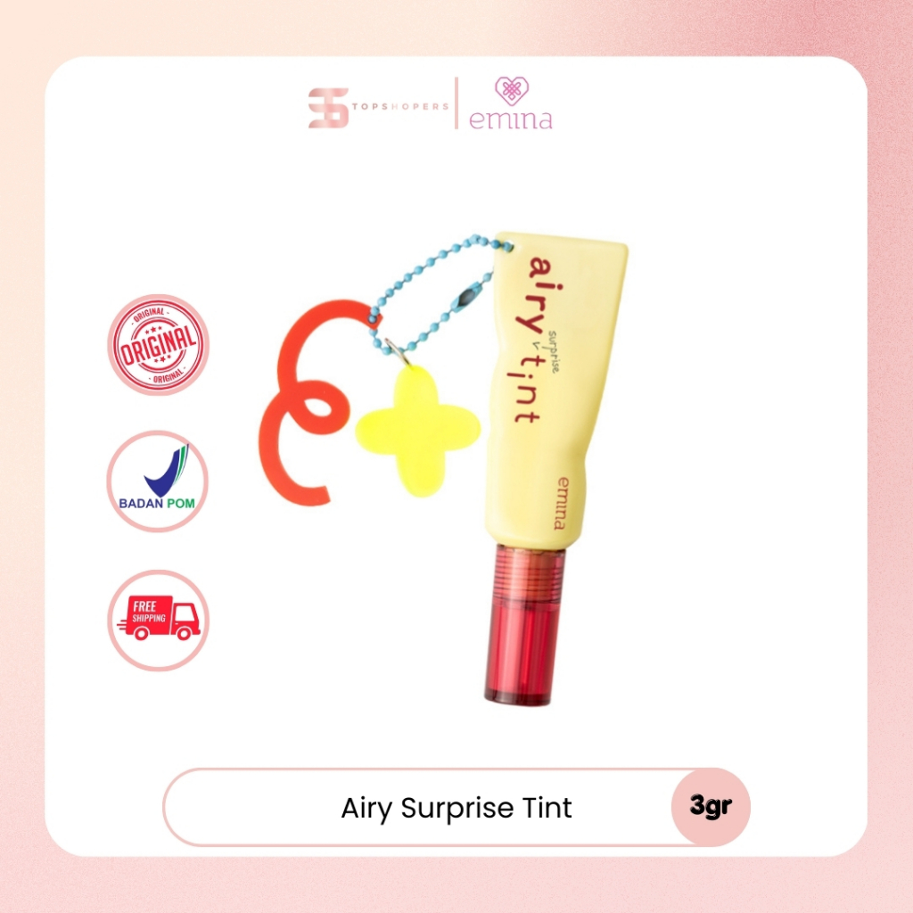 Emina Airy Surprise Tint Lip Tint Ringan, Longlasting, Transferproof, Tahan Lama, Waterproof