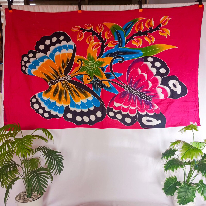 Kain Bali Pantai Kain Bali Motif Bunga Dan Kupu2 Jumbo Sarung Bali Pantai Lukis Motif Kupu-kupu Jumb