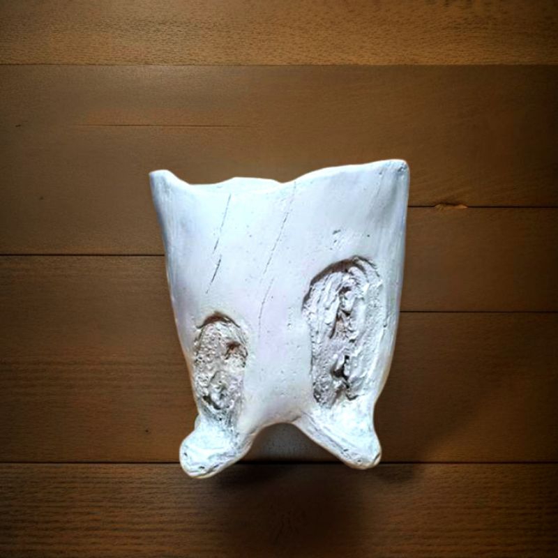 Pot BETON anti split/relief handmade motif kayu natural