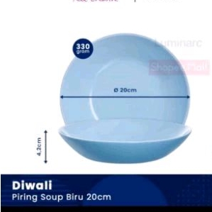 LUMINARC Piring Soup/Deep Plate Diwali Biru ukuran 20cm (1pcs)
