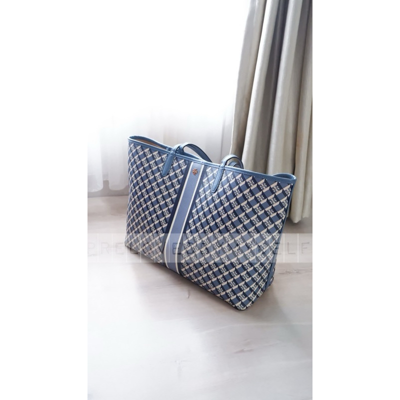 Preloved JUAL Tory Burch Navy Geo Logo Tote bag SECOND / BEKAS