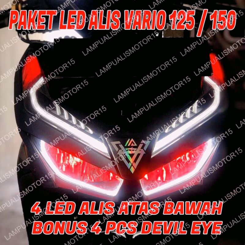 SATU SET LAMPU ALIS MOTOR VARIO 125 -150 BONUS DEVIL EYE LAMPU ALIS DRL MOTOR VARIO