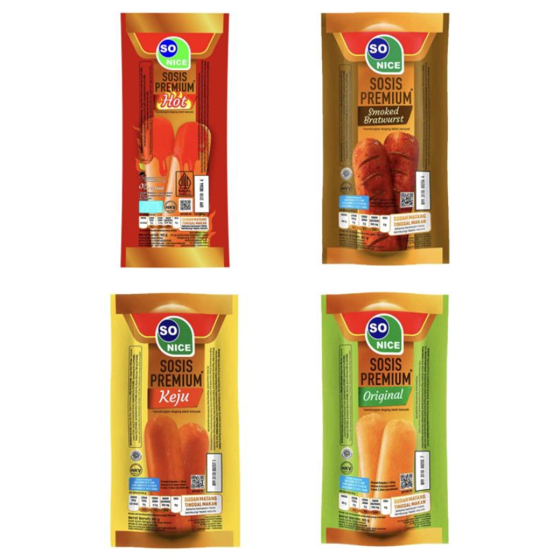 

So Nice Sosis Premium (Original, Keju, Pedas & Smoked) Siap Saji (2 pcs)