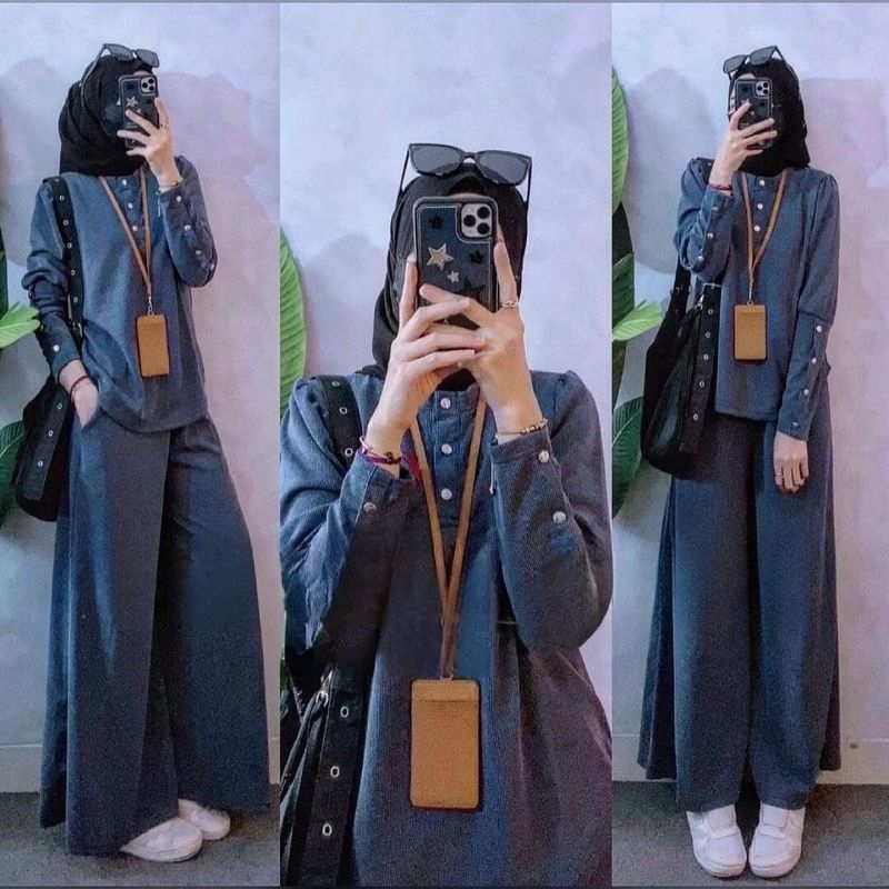 One set Tunik Korean Knit Premium | Inara setelan Celana Kulot