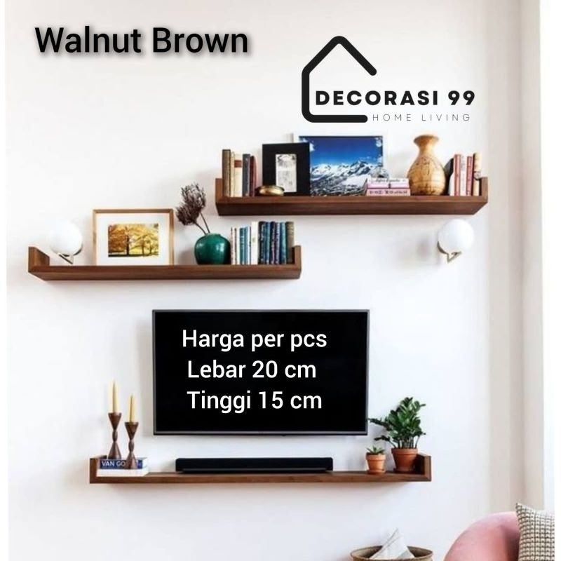 Rak Ambalan Dinding model U, Harga per 1 PCS Lebar 20 cm, panjang variasi 60 sampai 160 cm, Tinggi 1