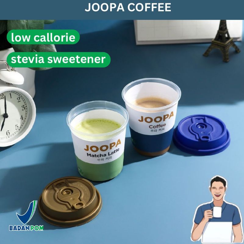 

PAKET 1 JOOPA COFFEE 1 MATCHA LATTE , JOOPA LOW CALORIE INSTANT COFFEE AND MATCHA LATTE WITH STEVIA SWEET