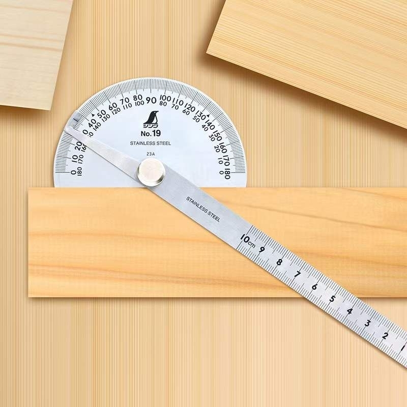 

SHINWA 62490 Busur Derajat No.19 Perak φ90 Skala batang 10cm 2 batang Protractor Double Blade