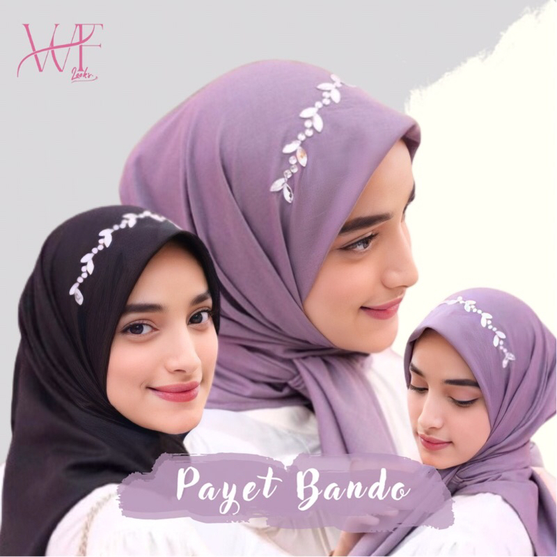 TERBARU HIJAB PAYET BANDO SWAROVSKI PARIS REMIUM - jilbab payet bando mutiara - hijab kondangan swar
