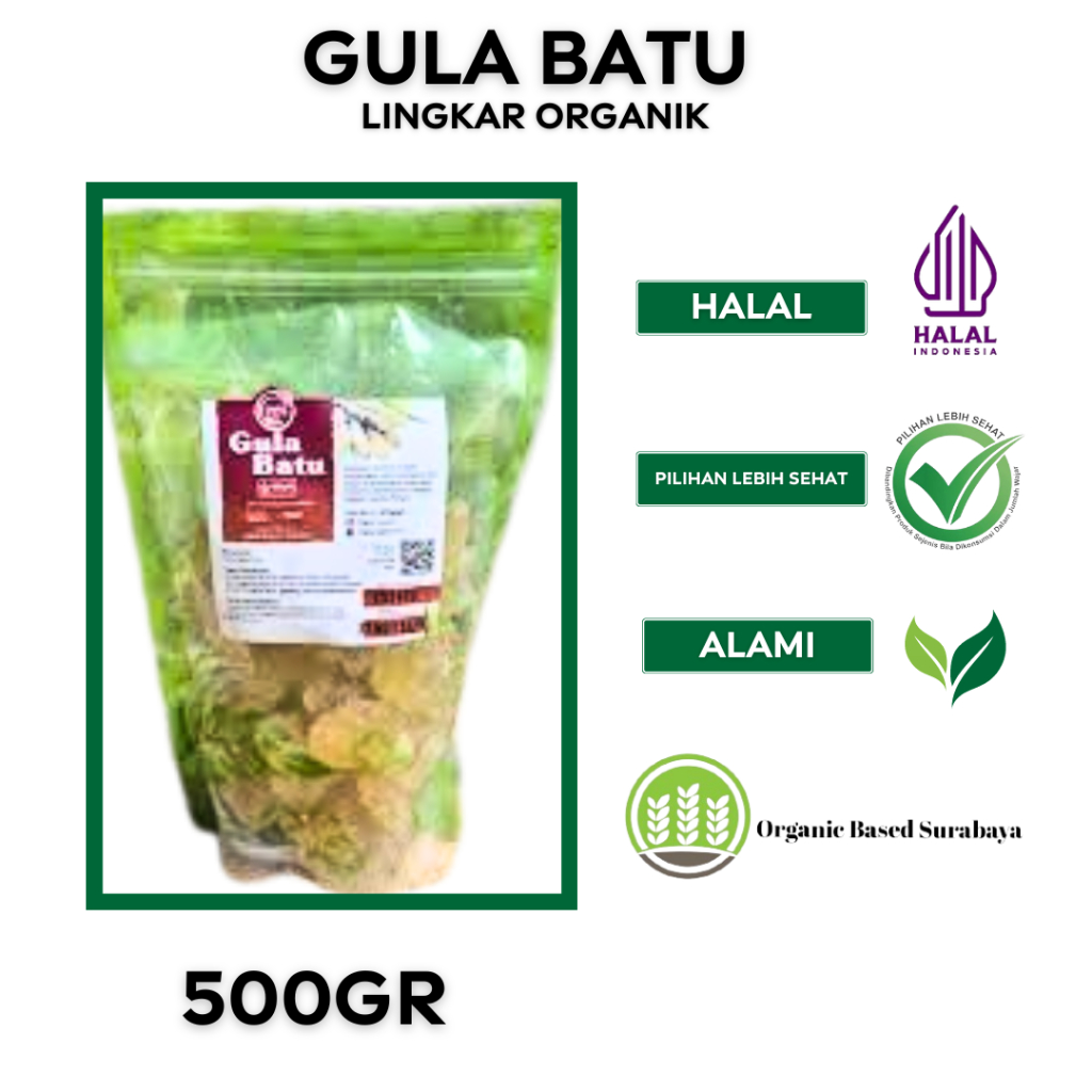 

Gula Batu 1000gr / 1KG - Lingkar Organik, Alami, Non4P, Gula Tebu, Gula Alami