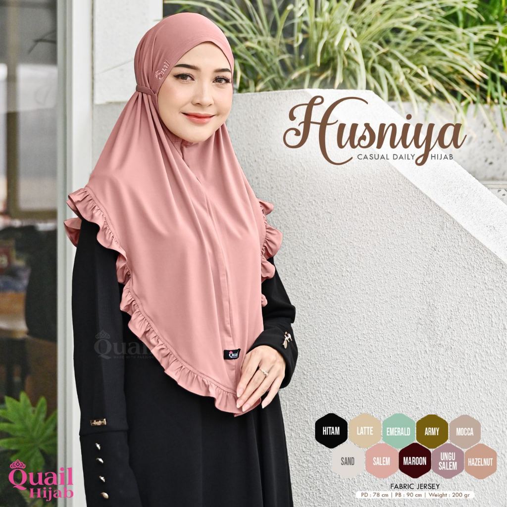 Husniya Hijab Instan Rempel Jilbab Jersey Bergo Tali