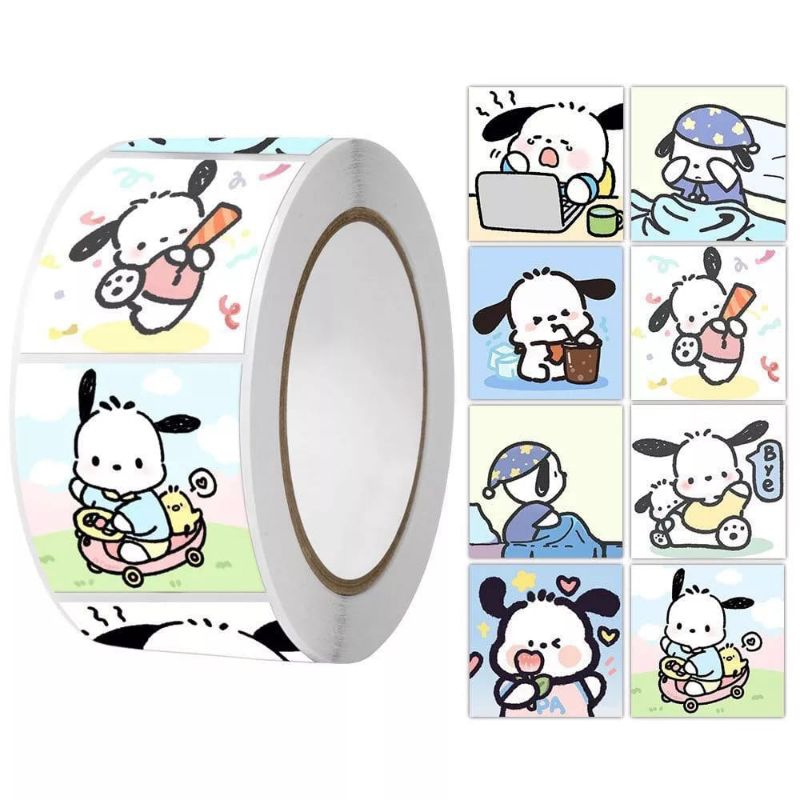 

10 Lembar Sticker POCHACCO 2cm | Sticker tape cartoon | Washi Tape masking jurnal [baca deskripsi]