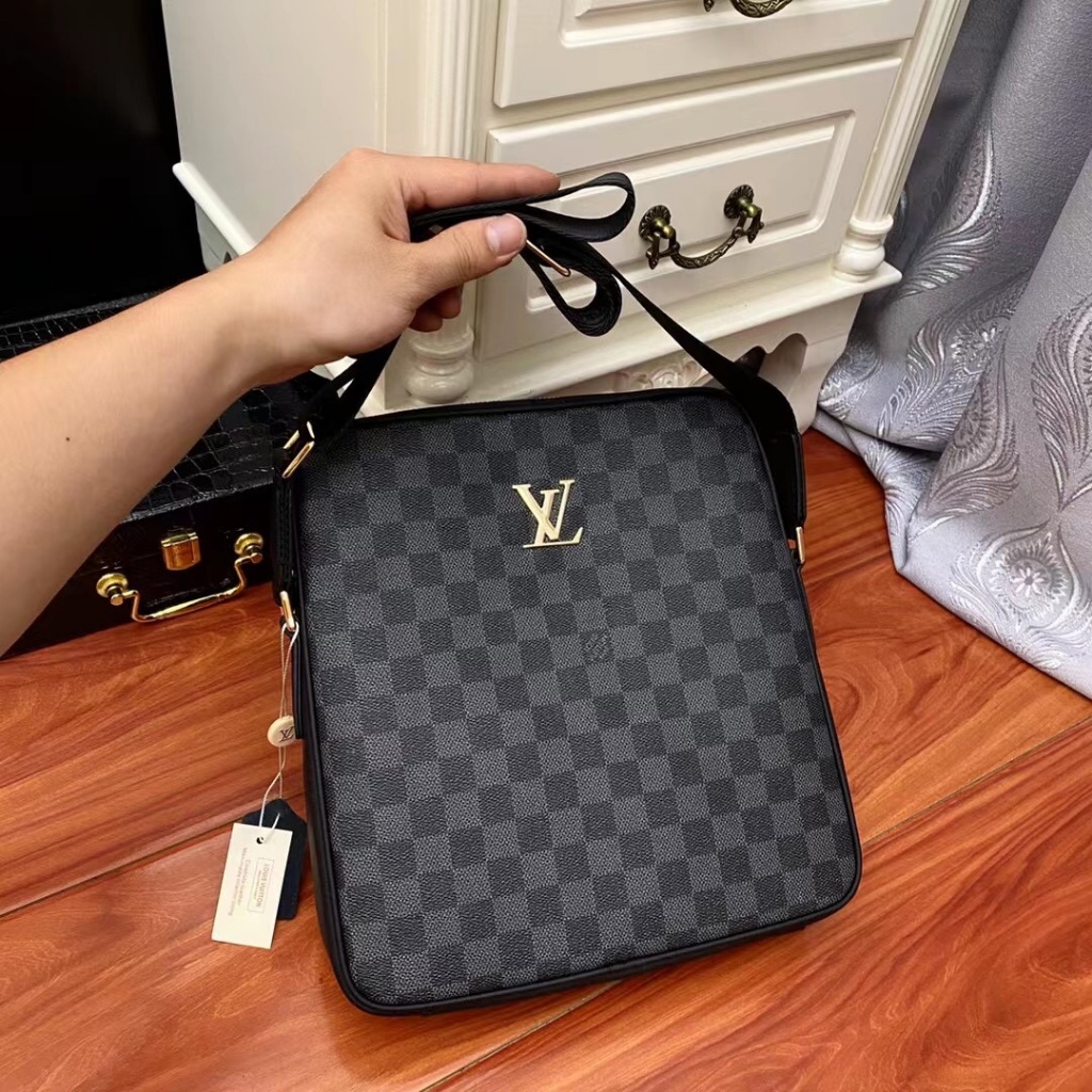 LV Monogram Eclipse Tas Selempang Bahu Pria Baru Model Tas Pria Fashion: 33110-2L Cek Hitam