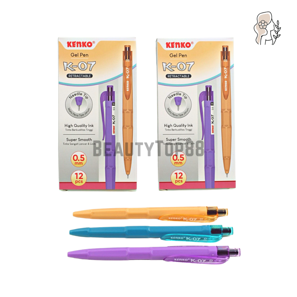 

Pulpen Gel Kenko K-07 0.5 mm - Retractable Ballpoint Needle Tip - Bolpen Pena Grosir Warna Hitam Black isi 12 PCS [PER LUSIN]