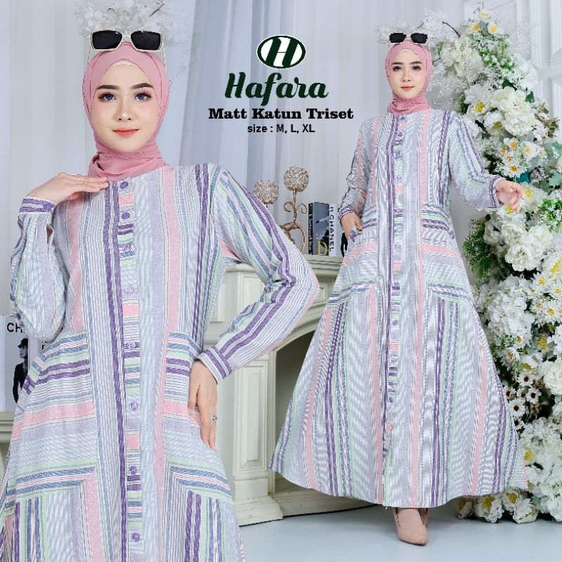 GAMIS KATUN TRISET/DRESS KATUN/GAMIS WANITA KATUN TRISET HAFARA