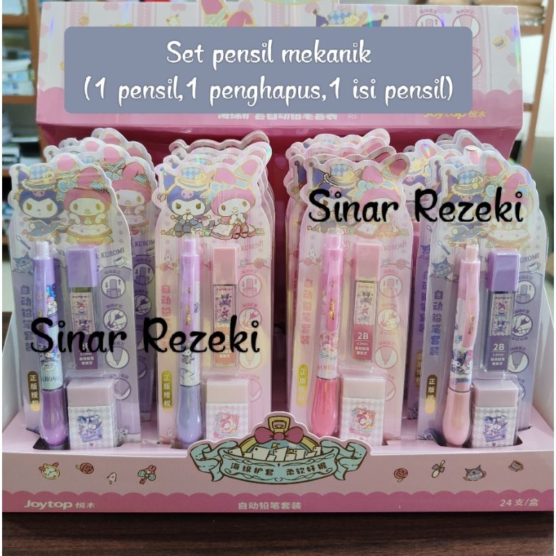 

1 set!!Pensil set kuromi melody/pensil mekanik set kuromi murah lucu