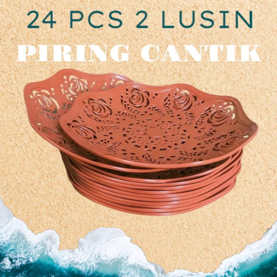 2 Lusin (24pcs) Piring Rotan Bunga Cantik Murah Tebal Berkualitas