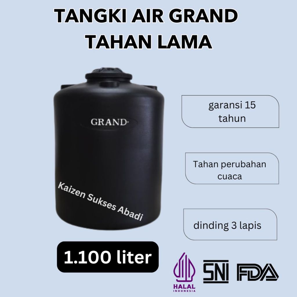 tangki toren tandon air atas rumah plastik merek tedmond grand GBL TA volume 1100 1000 950  liter an