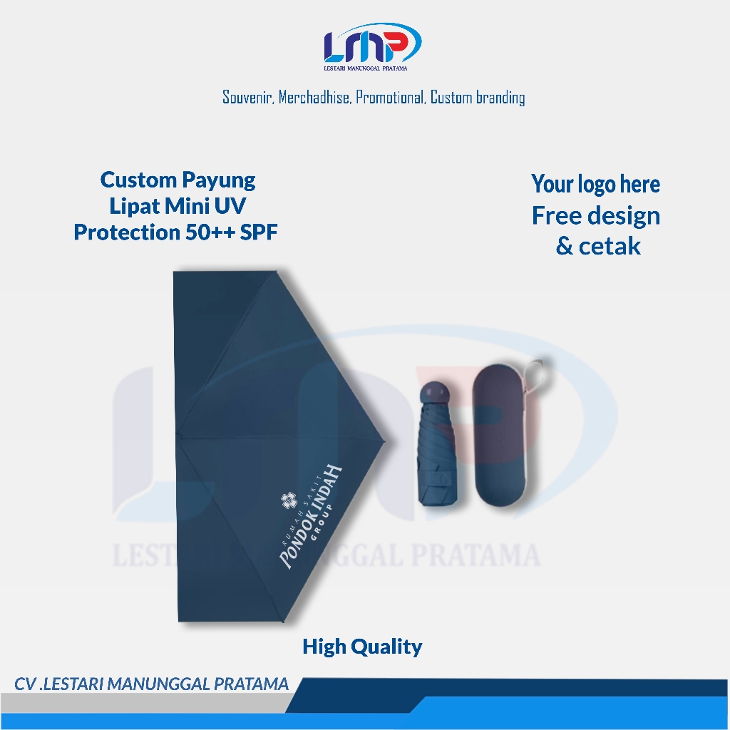 LMP LESTARI SOUVENIR - Merchandise Souvenir Custom Payung Lipat Mini UV Protection 50++ SPF Code#100