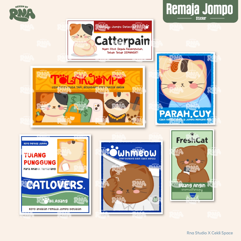 Sticker Kucing Remaja Jompo | Stiker Lucu Cat | Meme Stiker | Waterproof | Dekorasi Laptop HP Tumblr