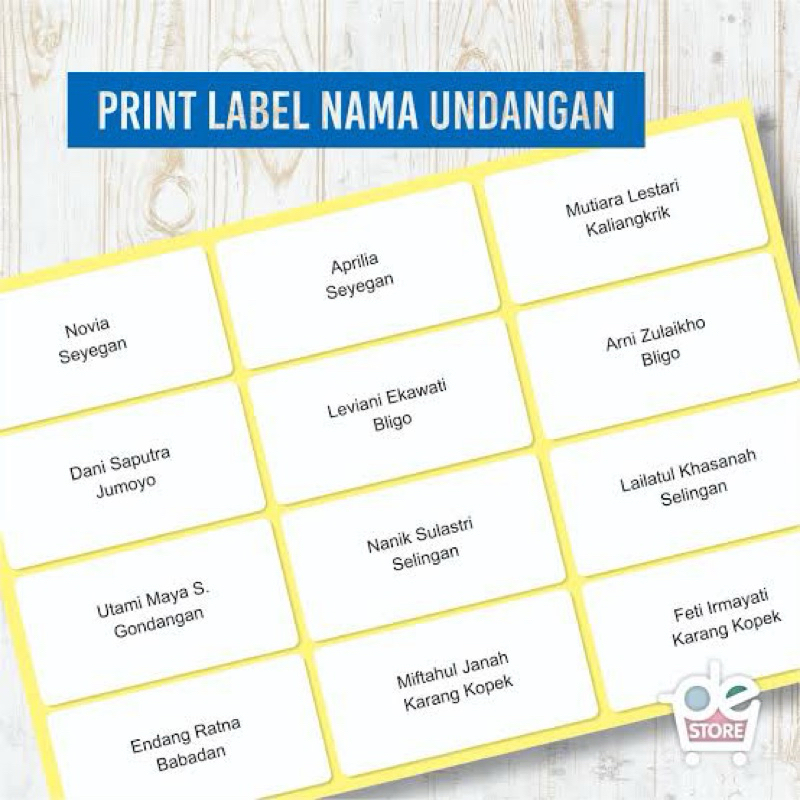 

Jasa print ketik lebel nama di surat undagan (stiker +print nama) kertas stiker ukuran 103