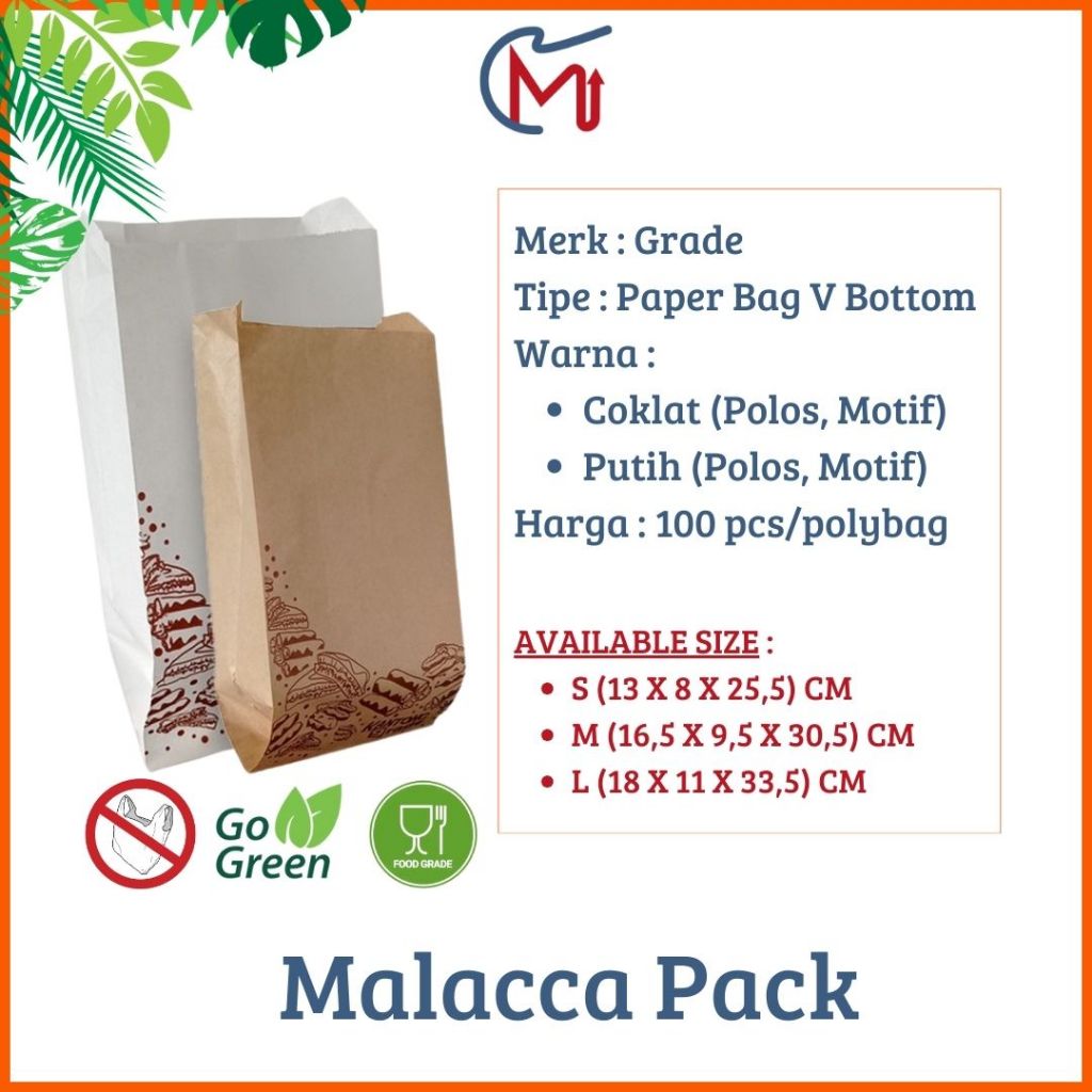 

[MALACCA PACK] - Paper Bag V Bottom (SIZE S) 100 pcs