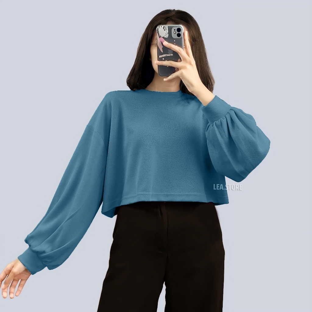 SAHIRA SWEATER CROP / BAJU BALON WANITA / LEA STORE