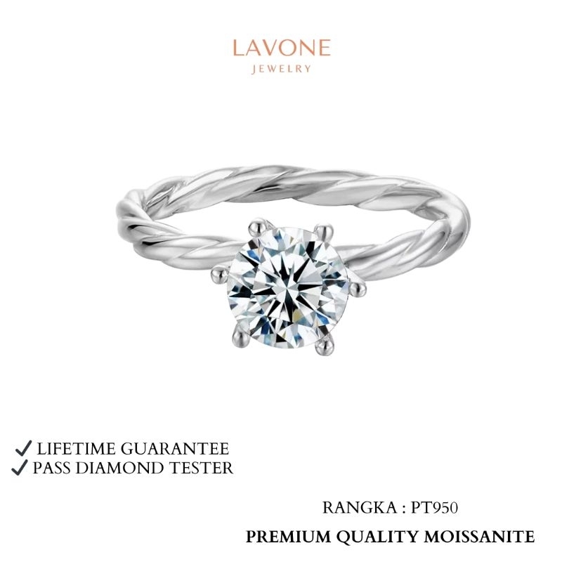 Cincin moissanite 1ct rangka Platina950 GRA moissanite ring with platinum950 PT950