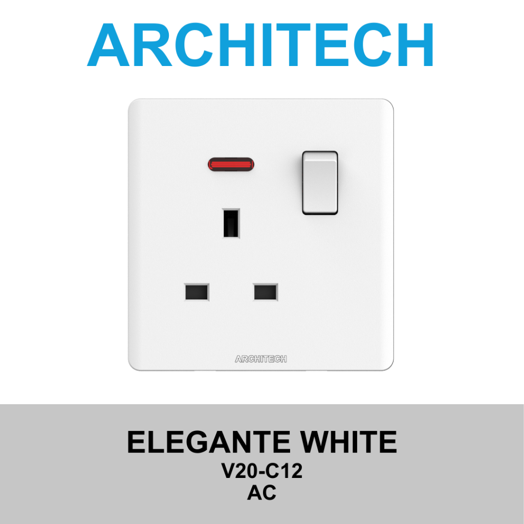 ARCHITECH ELEGANTE V20-C12 WHITE Stop Kontak - Colokan AC