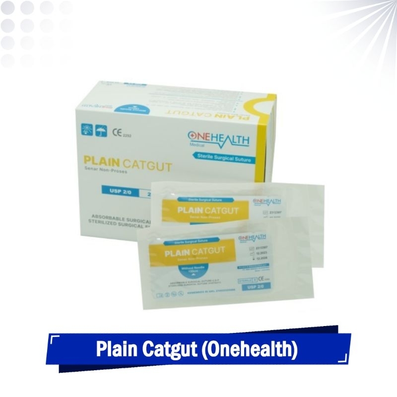 Catgut Chromic Plain Surgical Suture Without Needle OneHealth Benang Jahit Bedah Steril