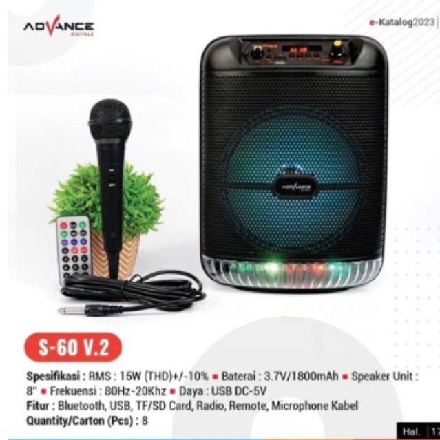 ADVANCE SPEAKER BLUETOOTH S60 + MICROFON SPEAKER WIRELESS