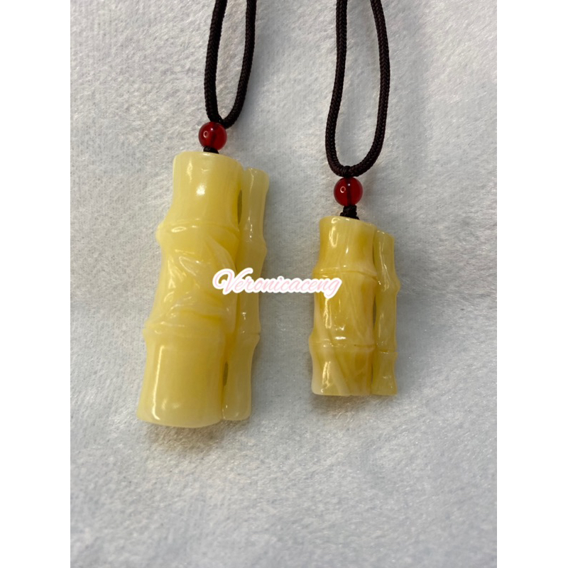 Kalung Liontin Giok - Liontin Putih - Liontin Kerang putih - Bambu - Zhu - Liontin Buddha - Kalung K