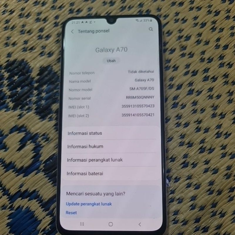 mesin samsung a70 normal