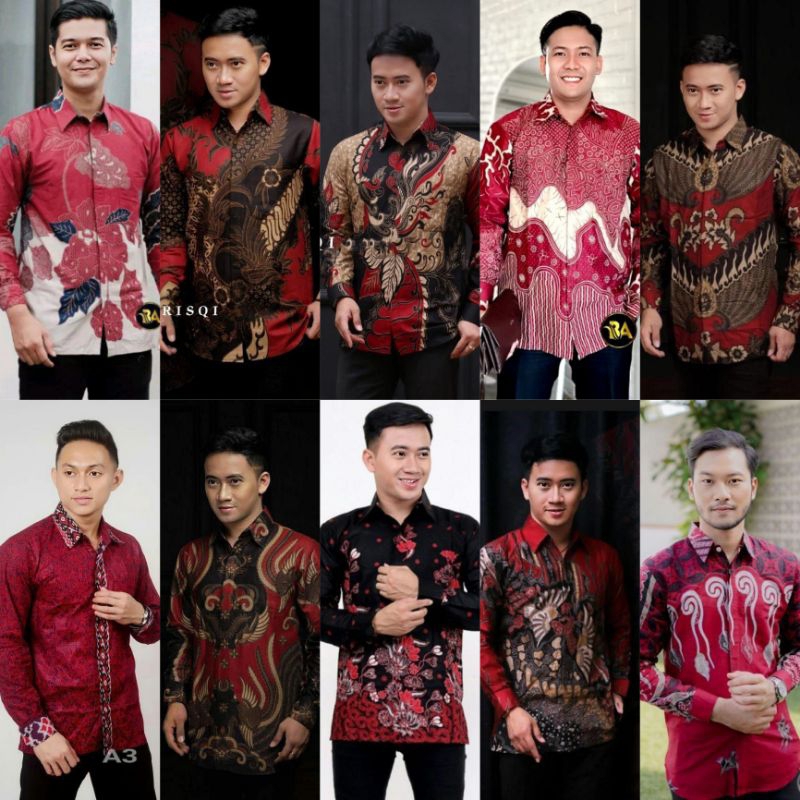 Hem Batik Pria Kekinian Baju Batik Serba Warna Merah Atasan Batik Pria Baju Batik Kantor